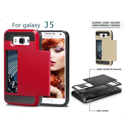 Galaxy J5 impact proof hybrid case card holder