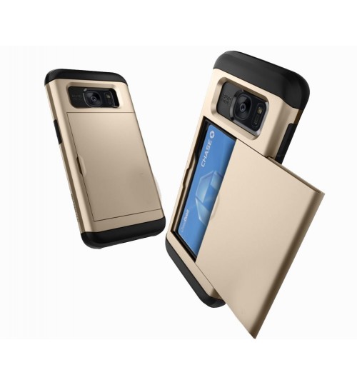 Galaxy S7 edge impact proof hybrid case card holder