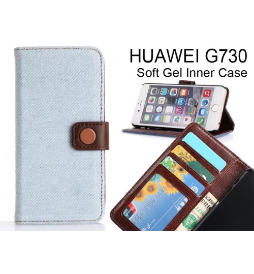 Huawei G730  Case Ultra Slim Retro Jeans Wallet Case - Blue