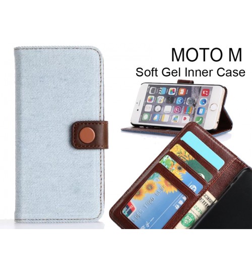 Moto M  case ultra slim retro jeans wallet case