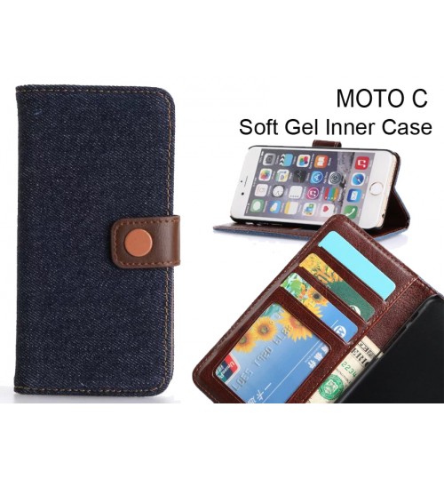 MOTO C case ultra slim retro jeans wallet case