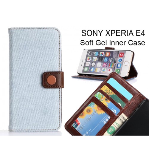 Sony Xperia E4 case ultra slim retro jeans wallet case