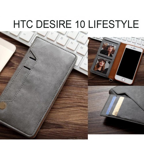 HTC Desire 10 Lifestyle CASE slim leather wallet case 6 cards 2 ID magnet