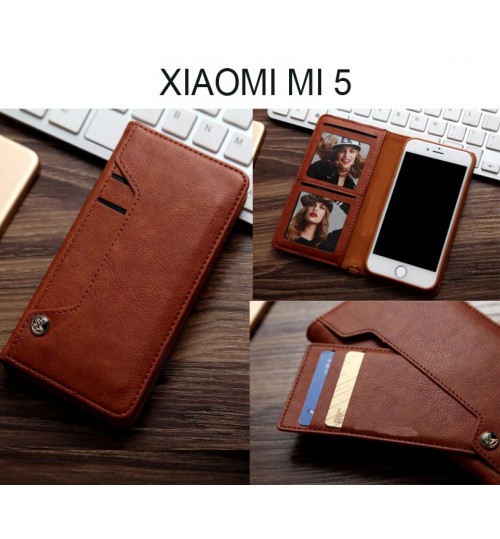 Xiaomi Mi 5 Case Slim Leather Wallet Case 6 Cards 2 Id Magnet - Brown