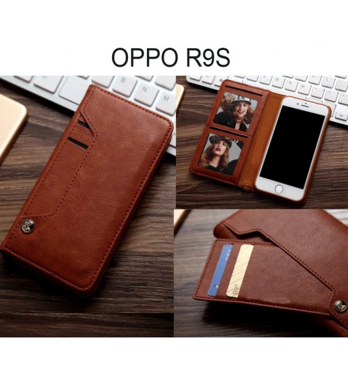 Oppo R9s Case Slim Leather Wallet Case 6 Cards 2 Id Magnet - Brown