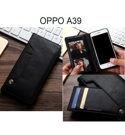 OPPO A39 CASE slim leather wallet case 6 cards 2 ID magnet