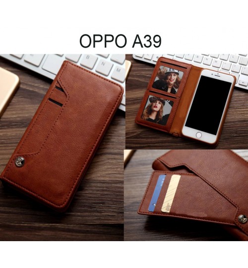 OPPO A39 CASE slim leather wallet case 6 cards 2 ID magnet