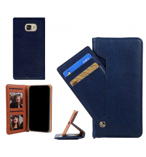 Galaxy A5 2016 Case Slim Leather Wallet Case 6 Cards 2 Id Magnet - Blue
