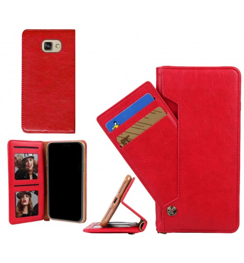 Galaxy A5 2016 Case Slim Leather Wallet Case 6 Cards 2 Id Magnet - Red