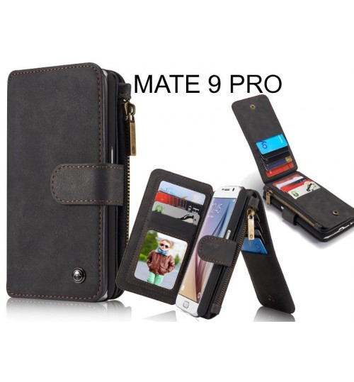 MATE 9 PRO Case Retro leather case multi cards cash pocket & zip