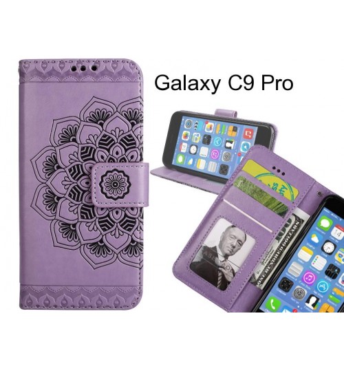 Galaxy C9 Pro Case Premium leather Embossing wallet flip case
