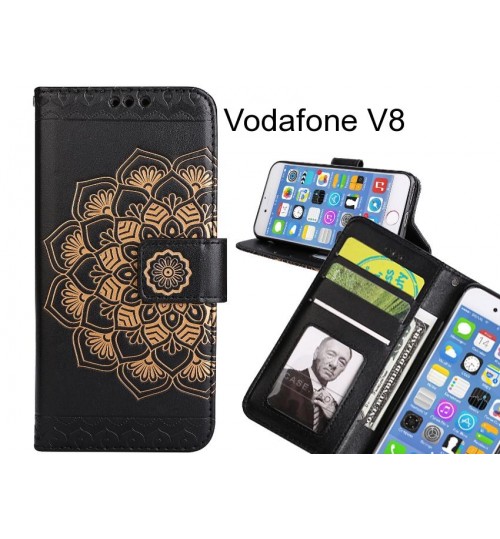 Vodafone V8 Case Premium leather Embossing wallet flip case