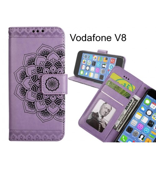 Vodafone V8 Case Premium leather Embossing wallet flip case