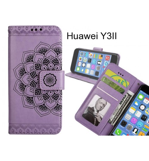Huawei Y3II Case Premium leather Embossing wallet flip case