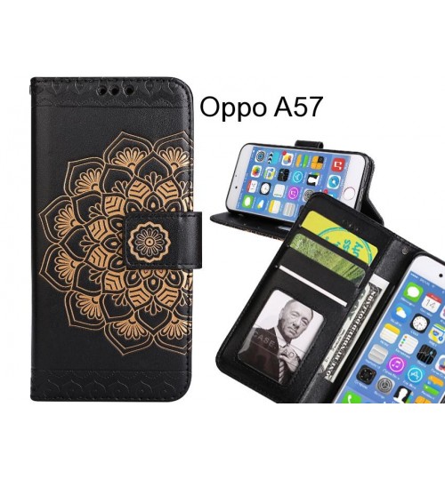 Oppo A57 Case Premium leather Embossing wallet flip case