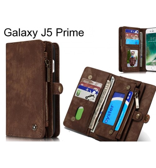 Galaxy J5 Prime Case Retro leather case multi cards cash pocket & zip