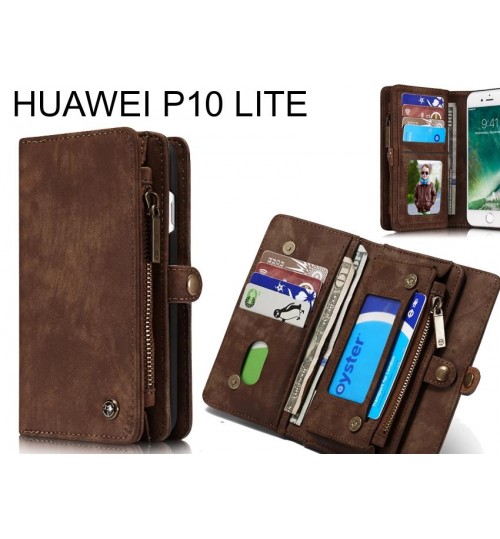 HUAWEI P10 LITE Case Retro leather case multi cards cash pocket & zip