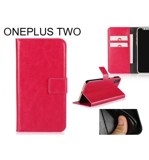 Oneplus Two Case Fine Leather Wallet Case - Red