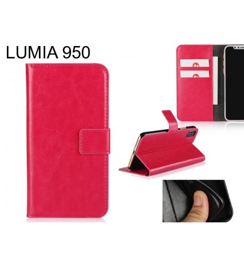 Lumia 950 Case Fine Leather Wallet Case - Red