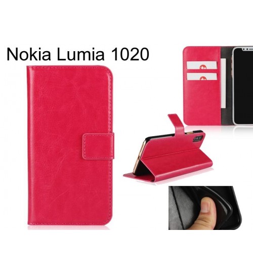 Nokia Lumia 1020 Case Fine Leather Wallet Case - Red