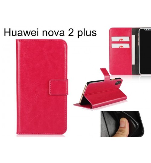 Huawei Nova 2 Plus Case Fine Leather Wallet Case - Red