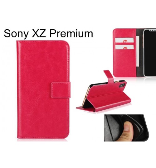 Sony XZ Premium case Fine leather wallet case