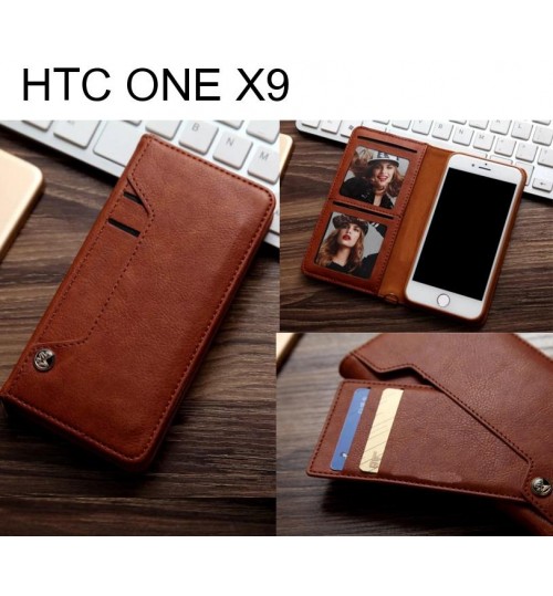 HTC ONE X9 slim leather wallet case 6 cards 2 ID magnet