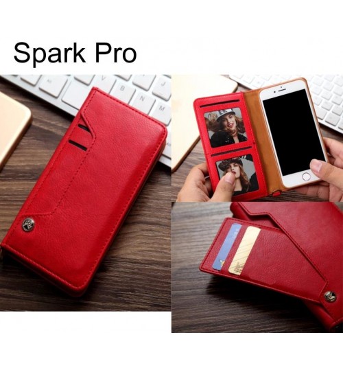 Spark Pro slim leather wallet case 6 cards 2 ID magnet