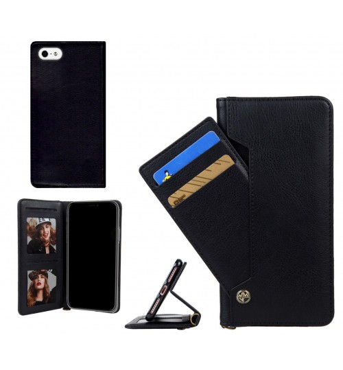 IPHONE 5 slim leather wallet case 6 cards 2 ID magnet