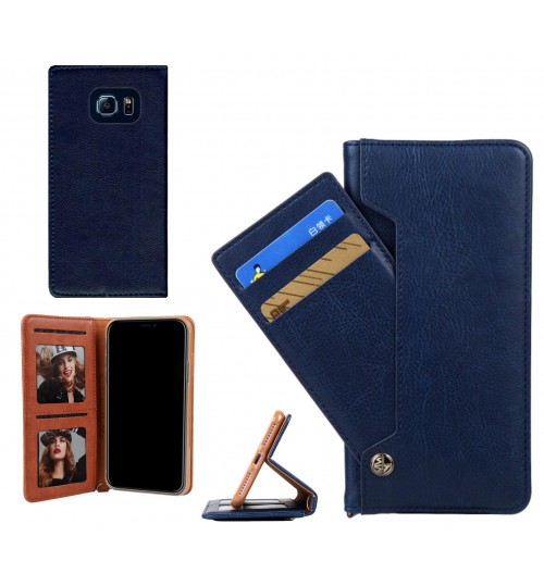 Galaxy S6 slim leather wallet case 6 cards 2 ID magnet