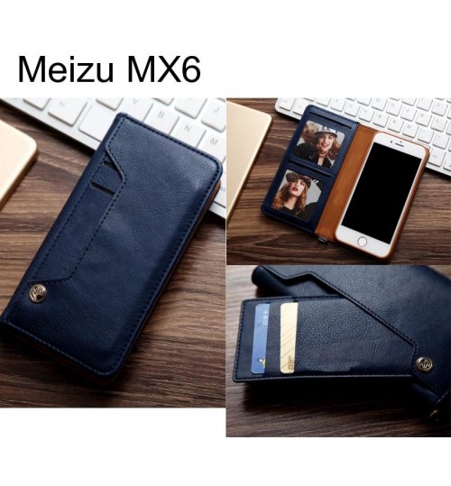 Meizu Mx6 Slim Leather Wallet Case 6 Cards 2 Id Magnet - Blue