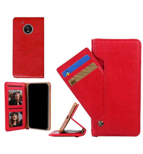 Moto G5 slim leather wallet case 6 cards 2 ID magnet