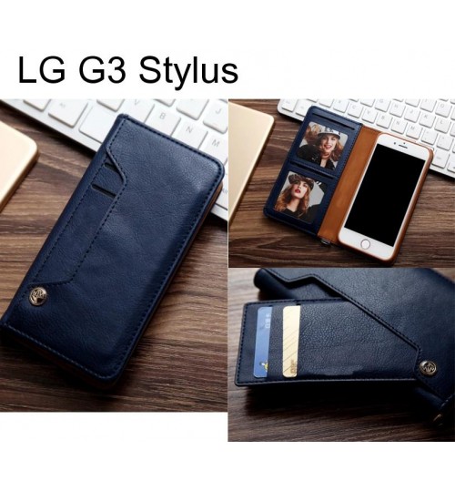 Lg G3 Stylus Slim Leather Wallet Case 6 Cards 2 Id Magnet - Blue