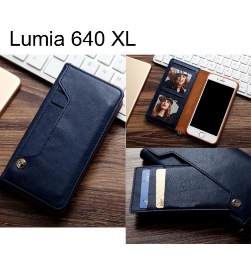Lumia 640 Xl Slim Leather Wallet Case 6 Cards 2 Id Magnet - Blue