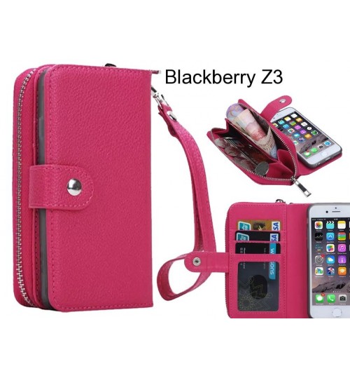 Blackberry Z3  Case Coin Wallet Case Full Wallet Leather Case - Hot Pink
