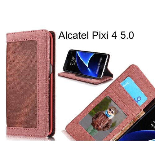 Alcatel Pixi 4 5.0 case contrast denim folio wallet case magnetic closure