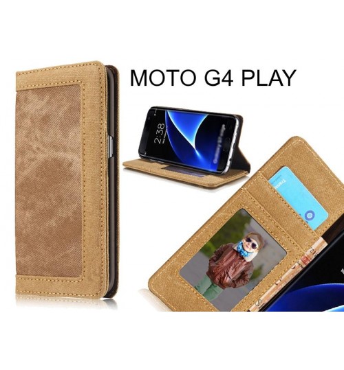 MOTO G4 PLAY case contrast denim folio wallet case magnetic closure