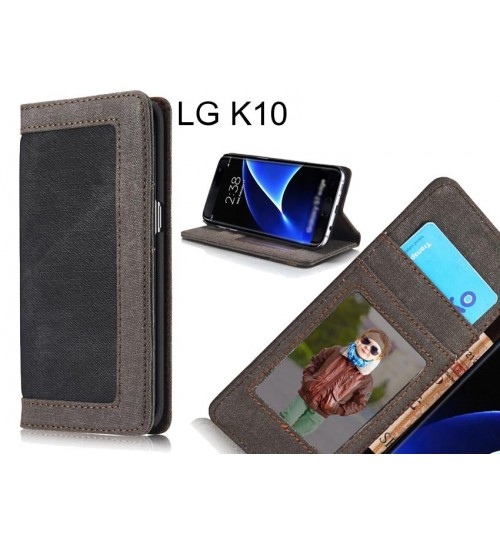 LG K10 case contrast denim folio wallet case magnetic closure