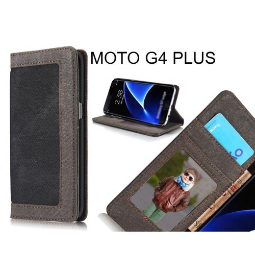 MOTO G4 PLUS case contrast denim folio wallet case magnetic closure