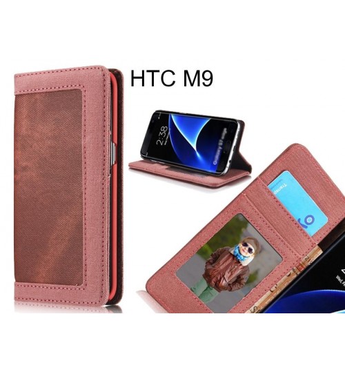 HTC M9 case contrast denim folio wallet case magnetic closure