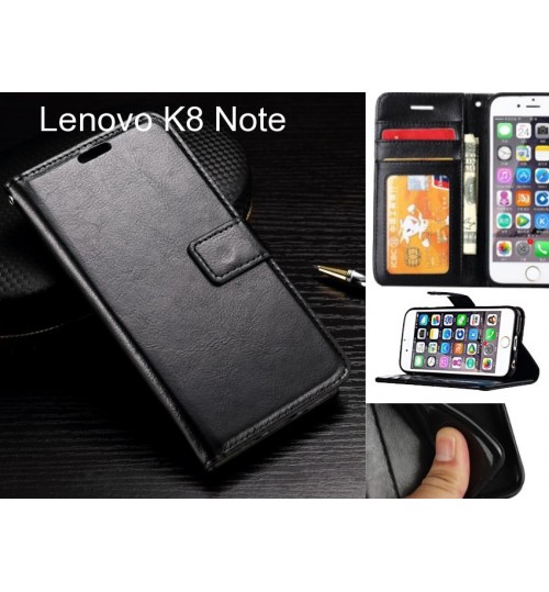 Lenovo K8 Note  Case Fine Leather Wallet Case - Black