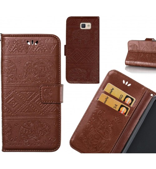 Galaxy J5 Prime case Wallet Leather flip case Embossed Elephant Pattern