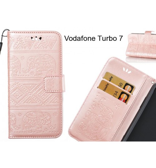 Vodafone Turbo 7 case Wallet Leather flip case Embossed Elephant Pattern