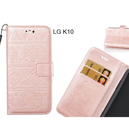 LG K10 case Wallet Leather flip case Embossed Elephant Pattern