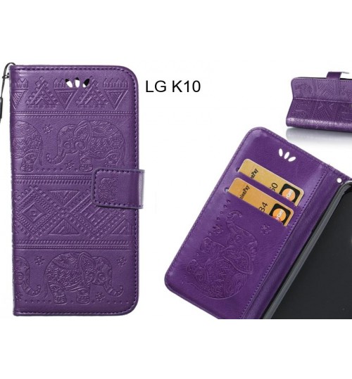 LG K10 case Wallet Leather flip case Embossed Elephant Pattern