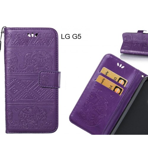 LG G5 case Wallet Leather flip case Embossed Elephant Pattern