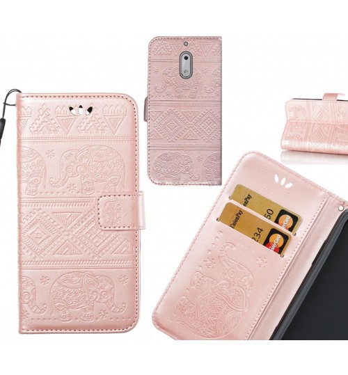Nokia 6 case Wallet Leather flip case Embossed Elephant Pattern