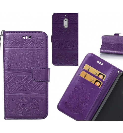 Nokia 6 case Wallet Leather flip case Embossed Elephant Pattern