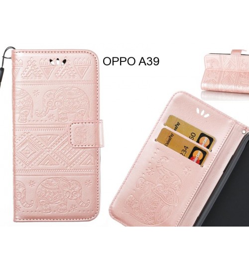 OPPO A39 case Wallet Leather flip case Embossed Elephant Pattern