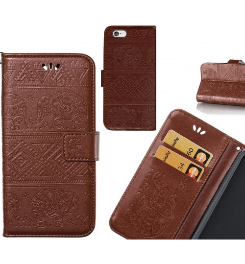 iPhone 6S Plus case Wallet Leather flip case Embossed Elephant Pattern